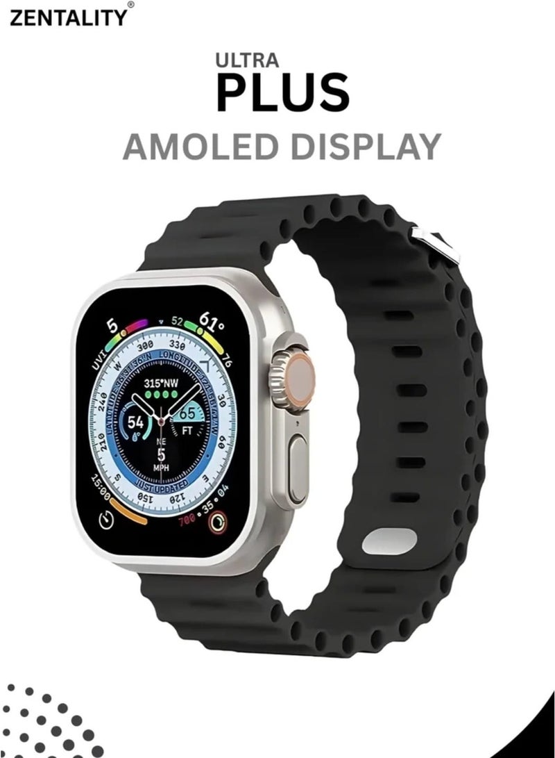 ZENTALITY Ultra Plus AMOLED Smart Watch 2.02” Display, Bluetooth Calling, 24/7 Health Monitoring, Up to 20 Days Battery, Water Resistant, 70+ Sports Modes – Black - Image 1